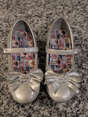 Prince Silver Glitter Mary Jane Shoes with Crown Bow